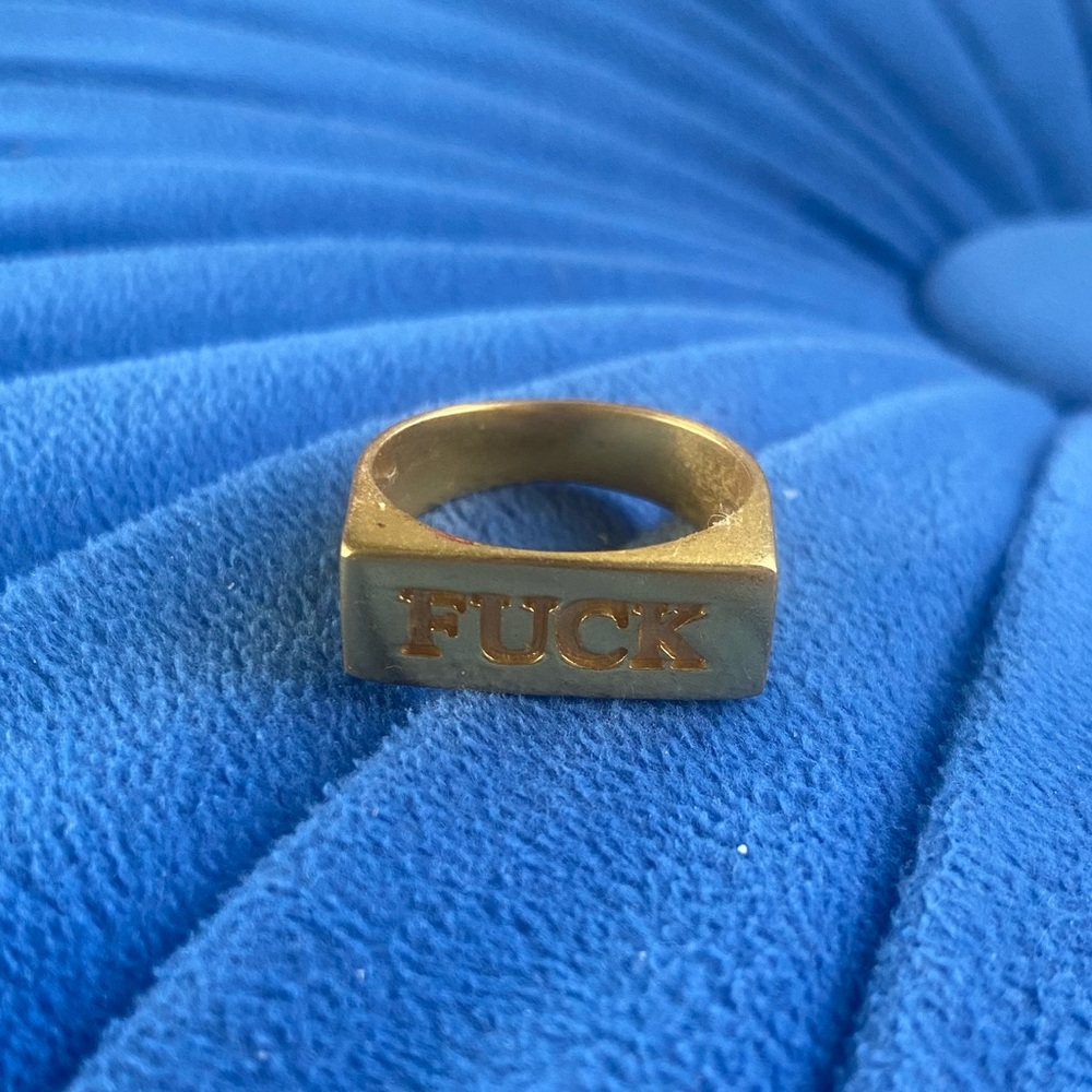 F*CK gold plated ring, size 9